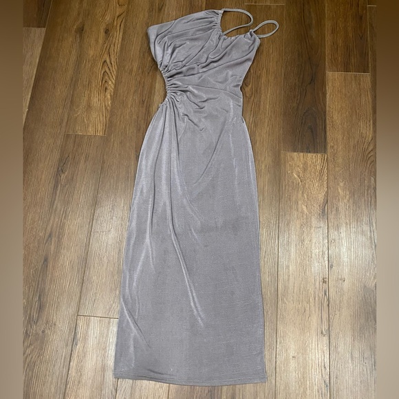 Edit by Nine Bodycon Gray one shoulder midi dress Size Small - Picture 2 of 12
